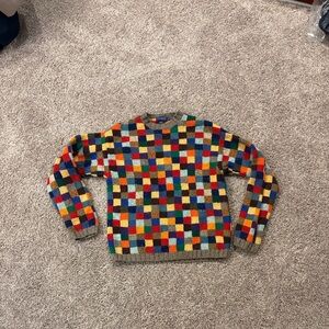 Vintage 90s J. Crew Colorful Checkered Crewneck Sweater